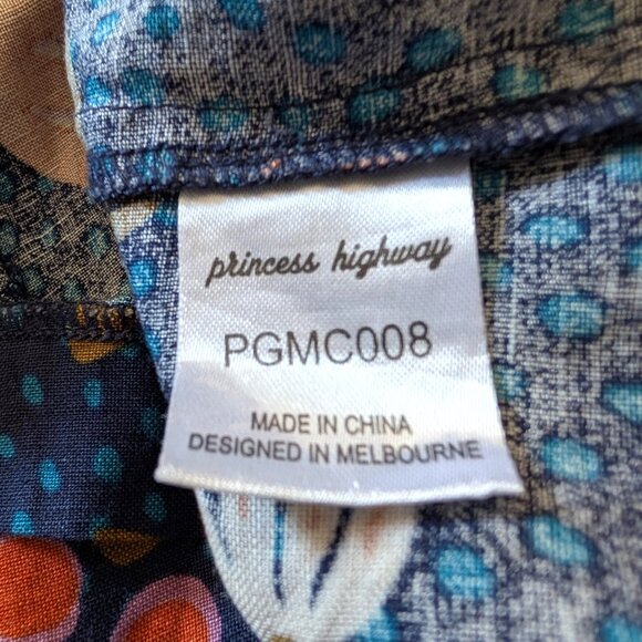 Modcloth x Princess Highway Womens Sz 8 Blue Floral Berry Buttons Pockets Skirt - Picture 9 of 10